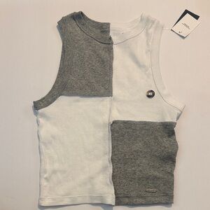 Kids Gray and White Sleeveless Top Hollister XS